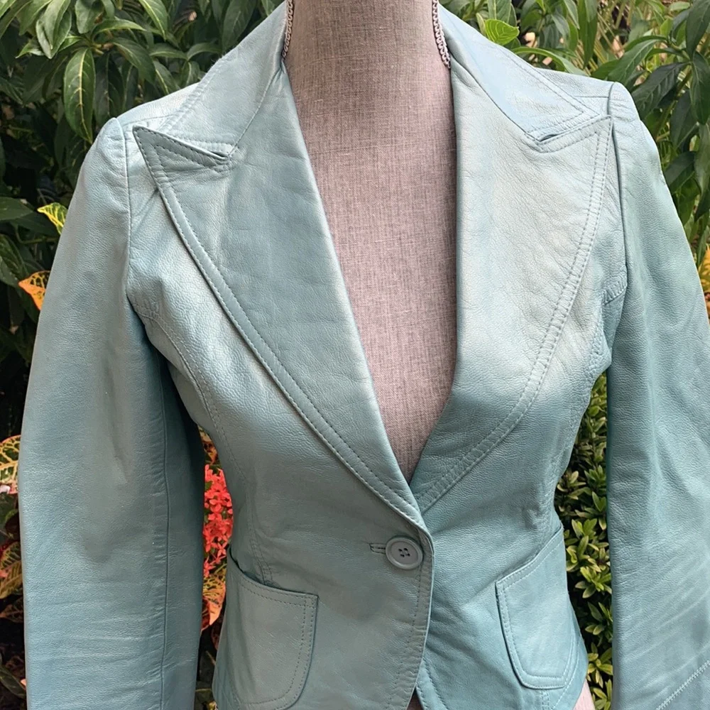 Bebe Winter Green Leather Jacket - Picture 2 of 10